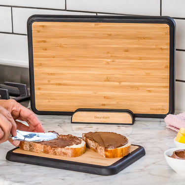 3 Piece Fledge Bamboo Chopping Board & Stand Set